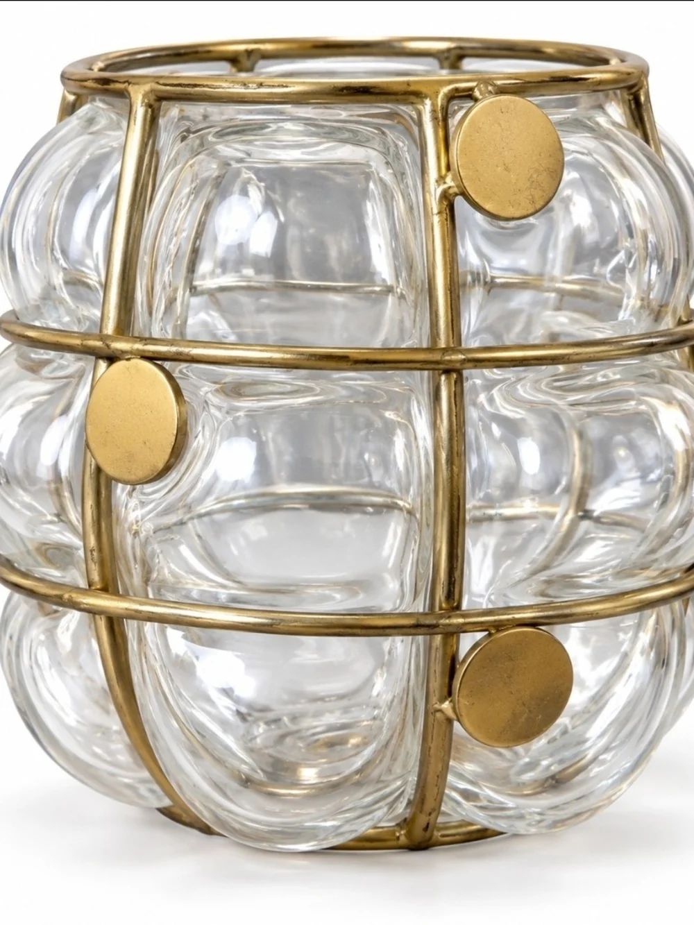 Anthropologie Louis Brass-Trim Caged Glass Bubble Candleholder